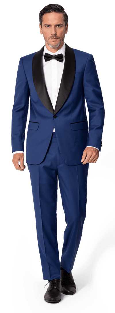 Royal blue limited edition Tuxedo with wide black lapel