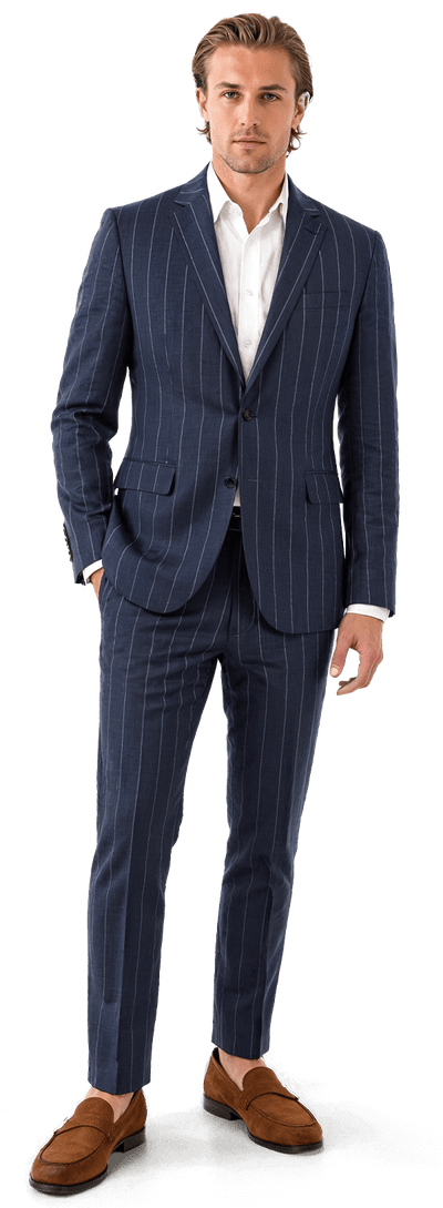 Navy blue chalk stripe slim fit Suit