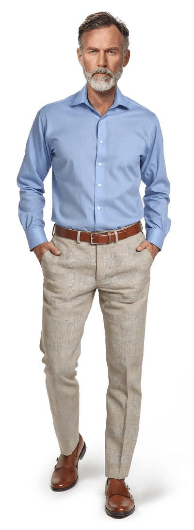 Mid blue poplin custom Shirt