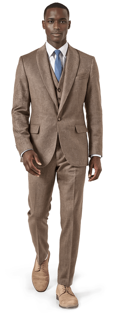 Chocolate brown herringbone lightweight Vested Suit