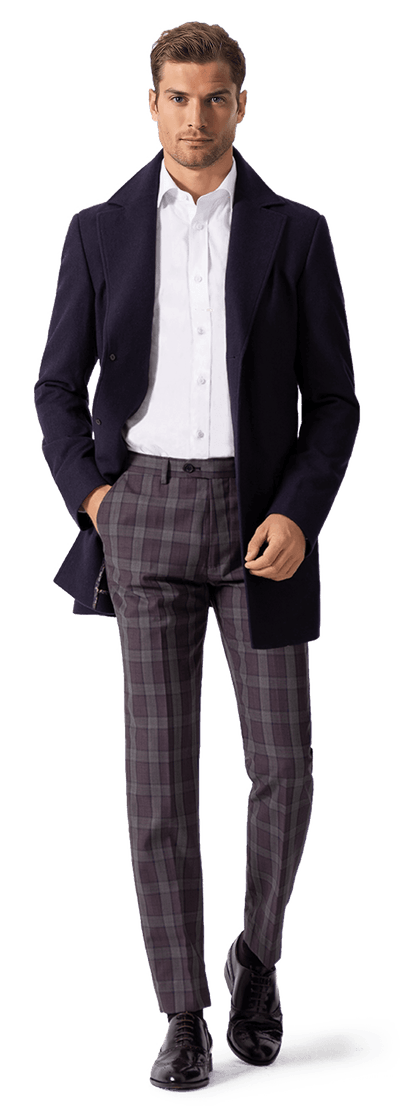 Navy Blue short Overcoat with other lining