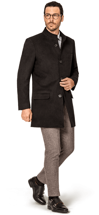 Black long Funnel neck Coat