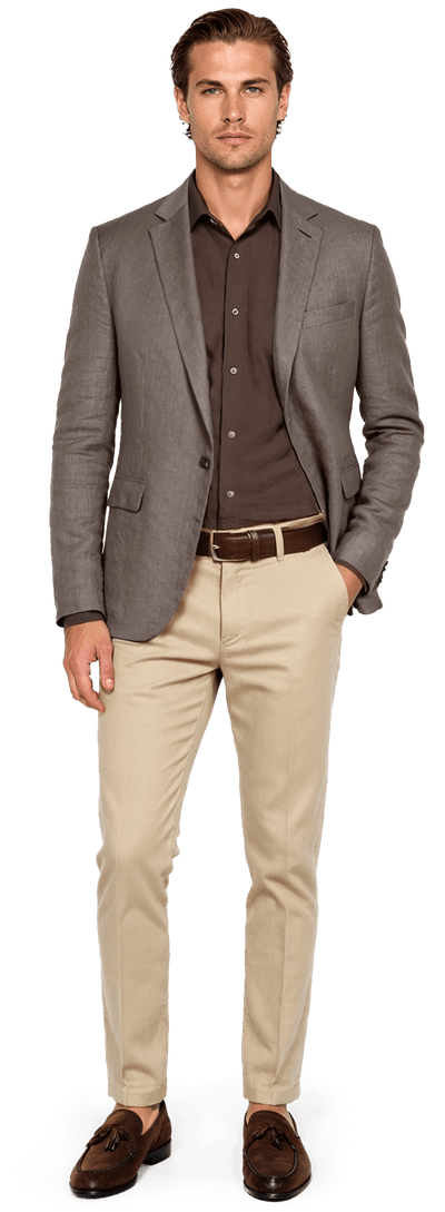 Chocolate brown herringbone lightweight essential 1-button Suit Jacket