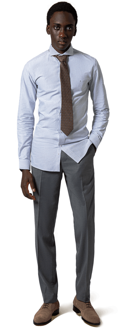 Premium 2ply 120s light blue rope stripes stretch Shirt