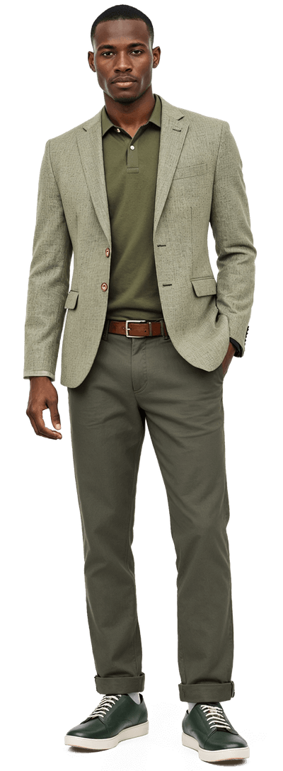 Olive Green rolled up relaxed Chinos