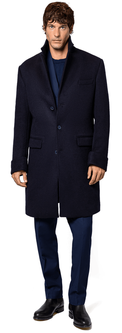Alpaca Navy Blue long Overcoat