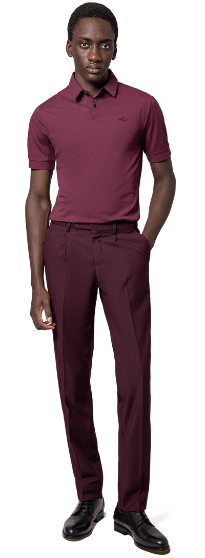 Burgundy double pleat slim fit Trousers