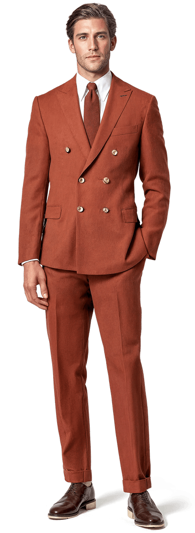 Terracotta linen double-breasted Suit