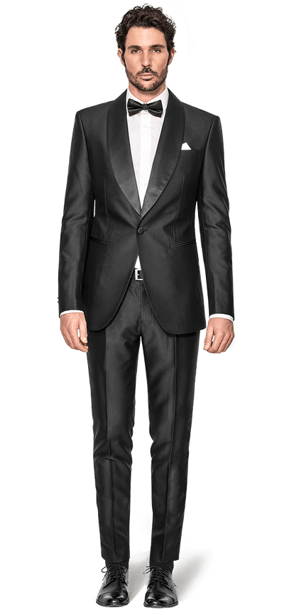 Black essential shimmer Tuxedo with wide lapel